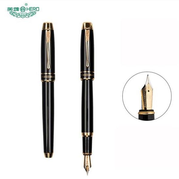 

fountain pens hero gift pen metal brushed luxury black business office school writing ink iraurita fine 0.5mm