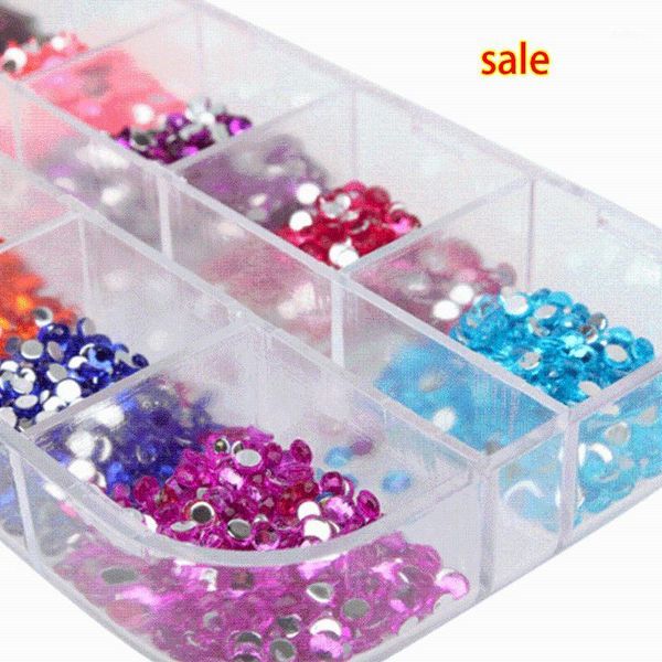

2000pcs 12 colors nail shining rhinestones glitter acrylic art decoration 2mm for uv gel and lapdiy tools1, Black