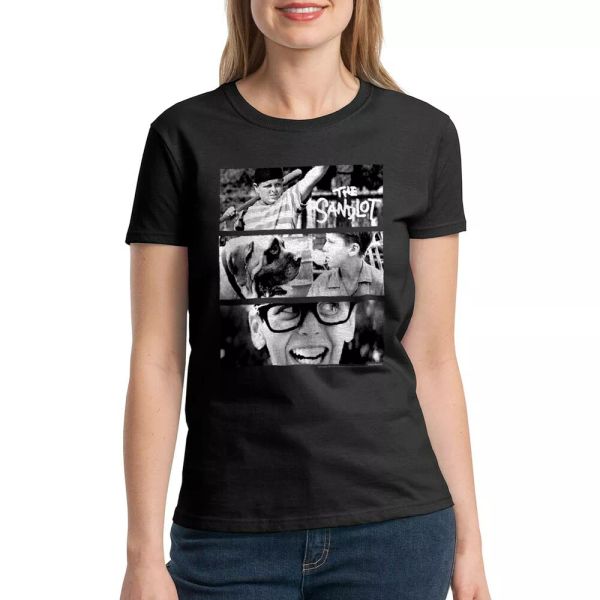 

the sandlot movie scenes graphic women's black t-shirt, White;black
