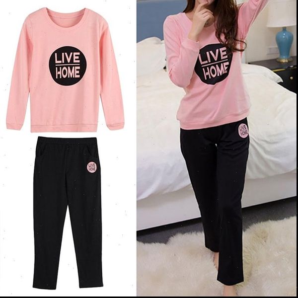 

pajamas sets spring autumn women sleepwear carton long sleeve suit cute big girls homewear for female, Black;red