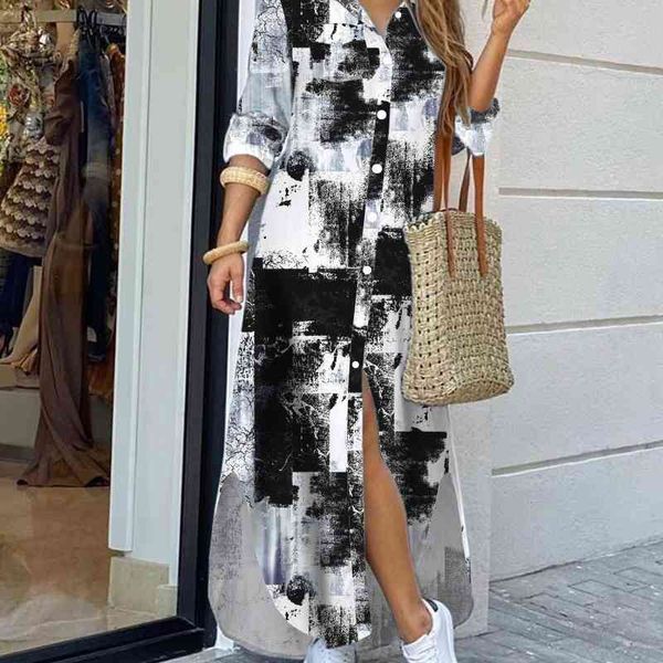 

2021 new spring summer fashion shirt long skirt dress, Black;gray