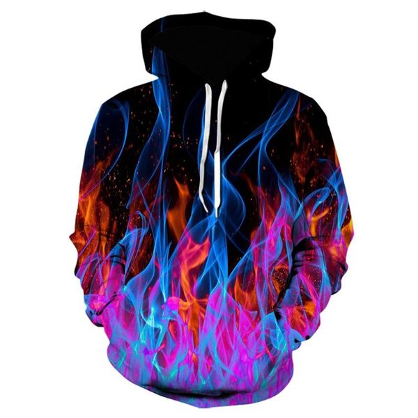 

men's hoodies & sweatshirts blue flame novelty sweatshirt 3d printed punk rock brand men clothing pullover cosplay funny hoodie plus si, Black