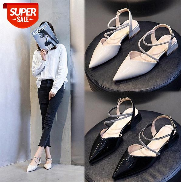 

buckle fashion sandals thick heel baotou casual women's shoes rhinestone women #fu4d, Black