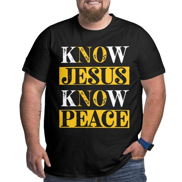 

men's t-shirts know jesus peace christian t shirt oversized cotton crewneck short sleeve shirts, White;black