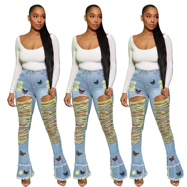 

s-3xl plus-size ripped jeans for ladies, Blue