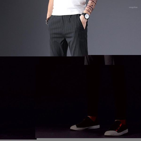 

spring summer men's lace casual pants stretch solid color men trousers brands clothes big size 28-38, Black
