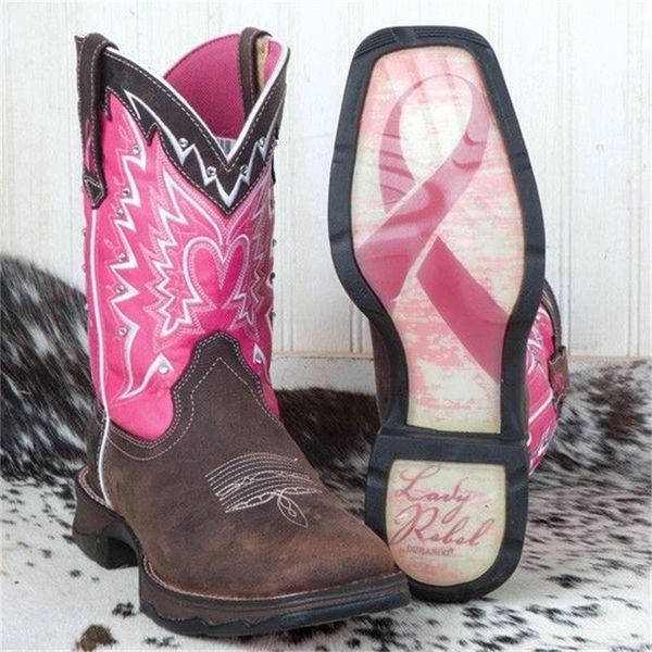 

sandals women's pu brown stitching pink exquisite embroidery rhinestone decoration round head low-heel fashion all-match boots zq0255, Black