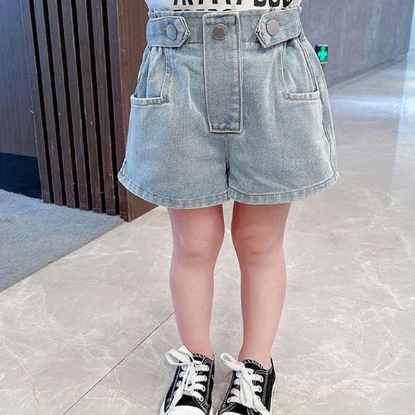 

kids girl summer jeans shorts 2021 fashion elastic waist denim short pants children clothes for 1-7yrs costume girls, Black