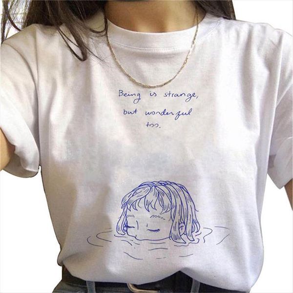 

summer hand painted that girl women t shirt said to me aesthetic womens fashion fun retro top, White