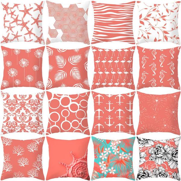 

cushion/decorative pillow coral red geometry series decorative cushion covers pillowcase cushions for sofa polyester pillowcover