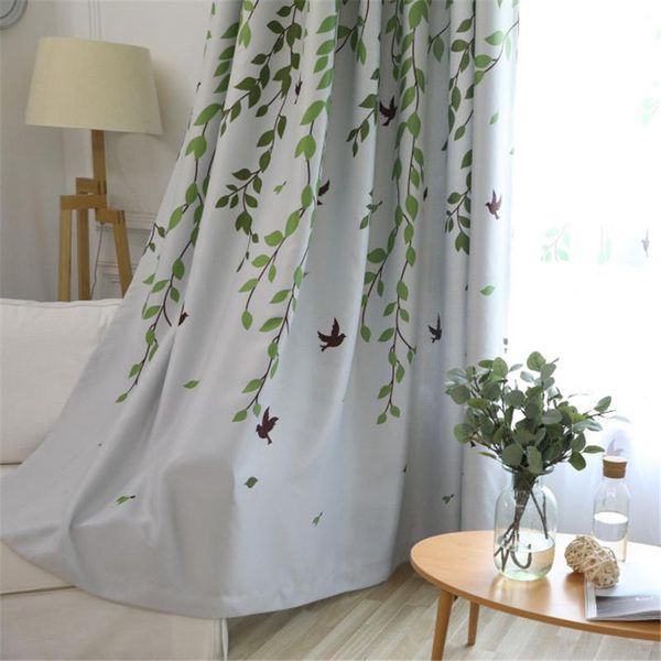 

curtain & drapes nordic printed curtains for living room bedroom willow leaves window treatments custom blind kitchen decor