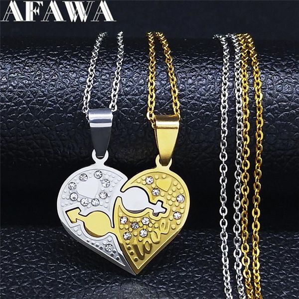 

male female symbols heart crystal stainless steel women/men gold silver color couple necklaces jewelry collares nxh25s02 pendant