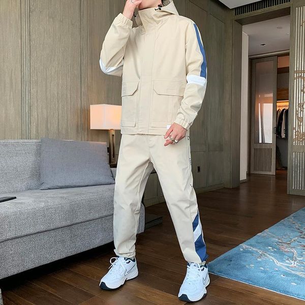

men's tracksuits tracksuit set men cargo streetwear hooded jackets sweatshirts+hip hop harlan pants sport suit two piece mens sportswea, Gray