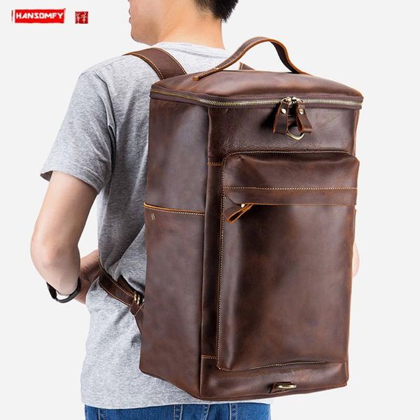 

backpack men's leather casual large-capacity backpacks travel trendy layer business computer bag