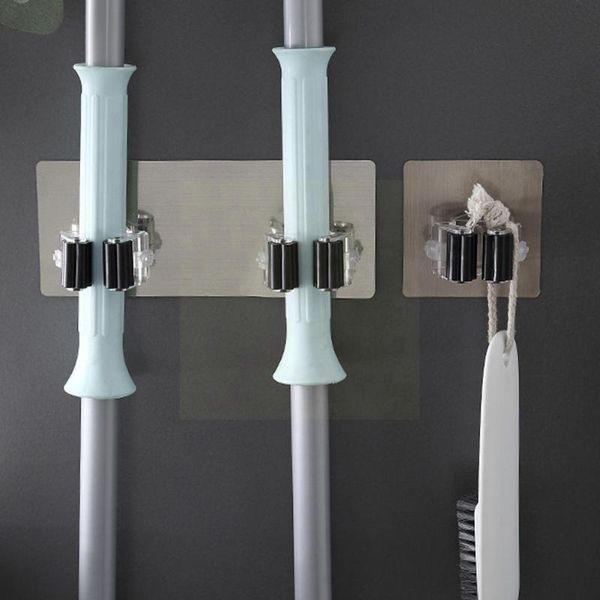 

hooks & rails punch-mop holder adhesive multi-purpose wall bathroom broom strong kitchen rack mounted hanger brush organ x3r5