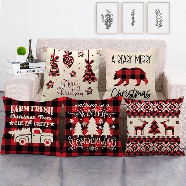

pillow case christmas cushion cover tree snowflake elk pattern for xmas living sofa home decor pillowcase 45*45cm#g30