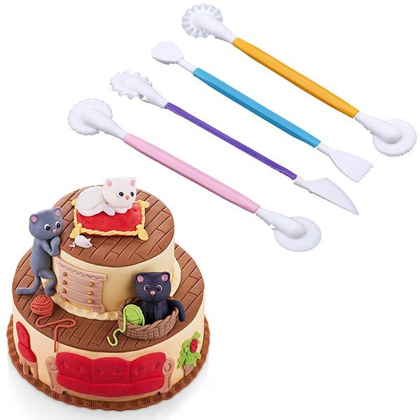 

baking & pastry tools 4pcs fondant cake decorating modelling 8 patterns flower decoration pen carving cutter craft mold