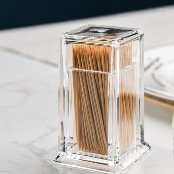 

toothpick bottle elegant clean square shape non-toxic for home kitchen storage gadgets creative portable box