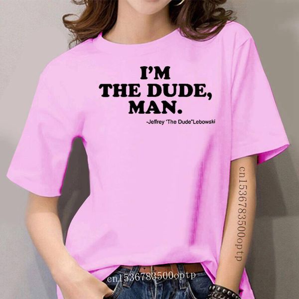 

women's t-shirt the big lebowski t shirt movie i' dude women letter print tshirt eu size pure cotton breathable retro tee, White