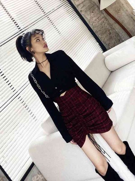 

leixin original retro girl black knot strap bow short slim v-neck shirt slim