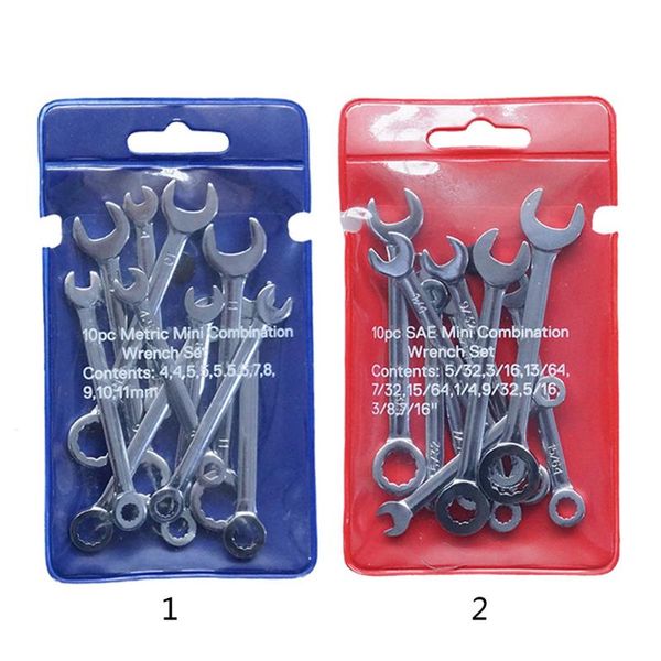 

hand tools 10pcs mini spanner wrenches set key ring explosion-proof pocket british/metric type