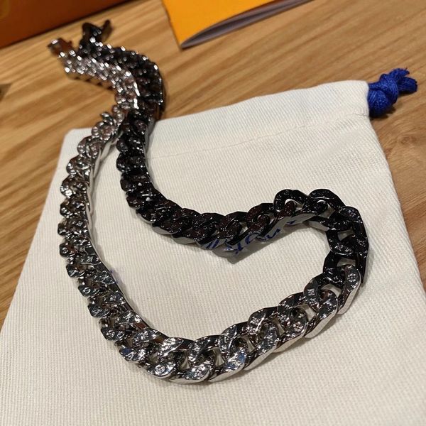 

chains cuban card chain two-color stitching a must-have for trendy men in summertitanium steel material color-fast length 55cm, Silver
