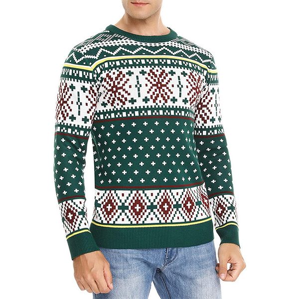 

men's sweaters looe pullover round ne acrylic jacquard deer, White;black