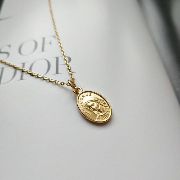 

pendant necklaces 925 sterling silver maria necklace women simple gold coin original mother prayer jewelry gift