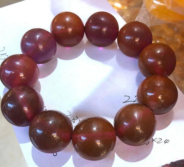 

beaded, strands huge 24mm natural beeswax rose amber beaded bracelet, Black