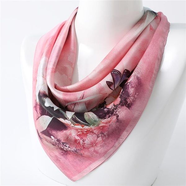 

women's swimwear modedruk zijden vrouwen sjaal sjaals hoofdband vierkante haar zomer foulard vrouwelijke halsdoek hand band 2021 nieuwe, White;black