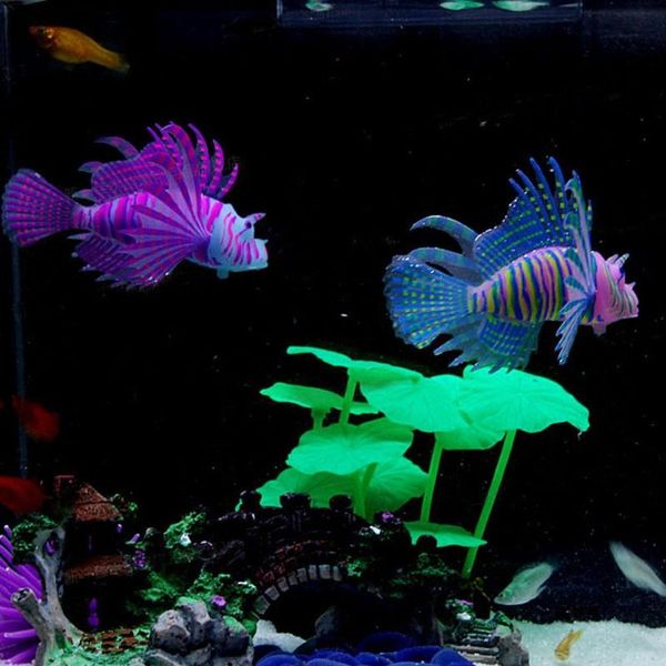 

decorations 1pcs aquarium glowing artificial silicone fish tank decor decoration ornament for home office decors color random