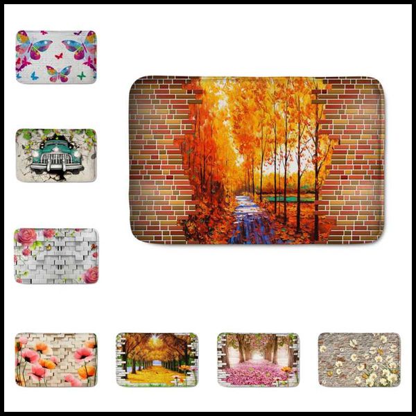 

carpets upetstory brick wall flannel door mat hallway floor rugs 40x59cm non-slip doormats for outdoor bathroom kitchen