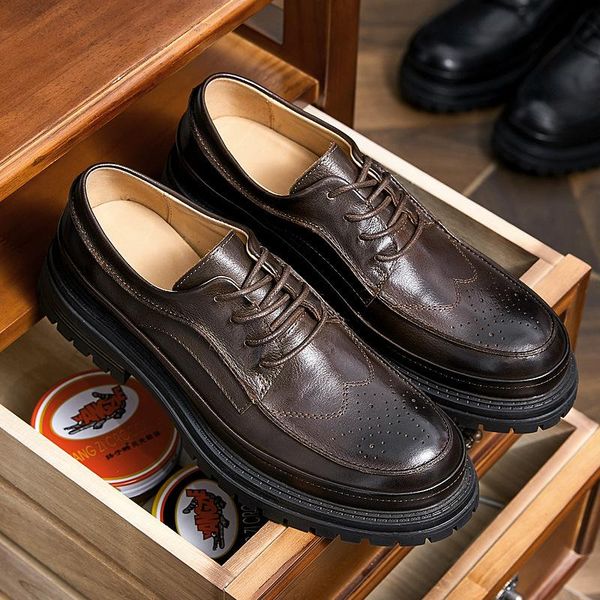 

bullock thick soft bottom undertakes to male shoes british business dress men all leather casual, Black