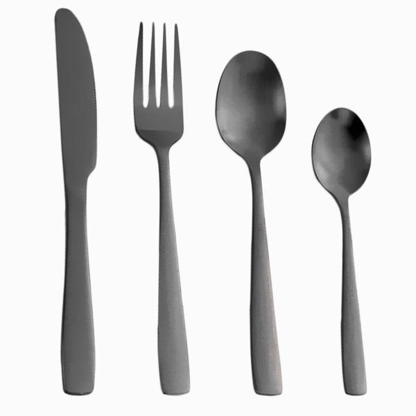 

flatware sets 4pcs black dinnerware cutlery set matte knife fork spoon dinner stainless steel party kitchen tableware