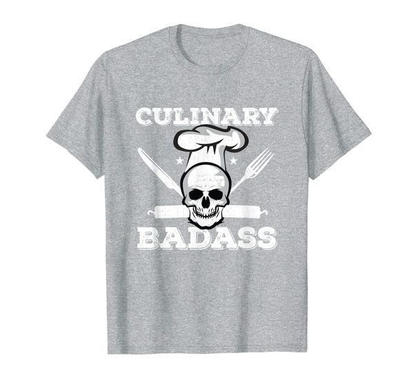 

cool skull culinary badass design for kitchen chef t-shirt, White;black