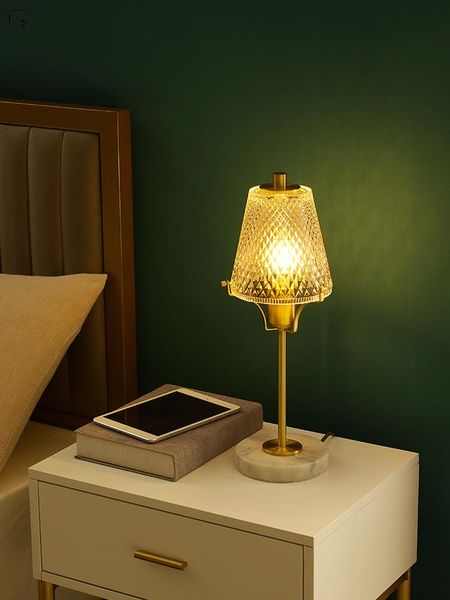 

table lamps nordic ins luxury post-modern marble glass lamp gold lustre simple led desk lights for living room decor bedroom bedside