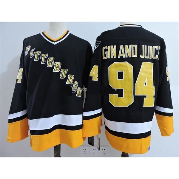 

52pittsburgh 94 gin and juice vintage hockey jerseys mens music video gin and juice black stitched jersey s-xxxl