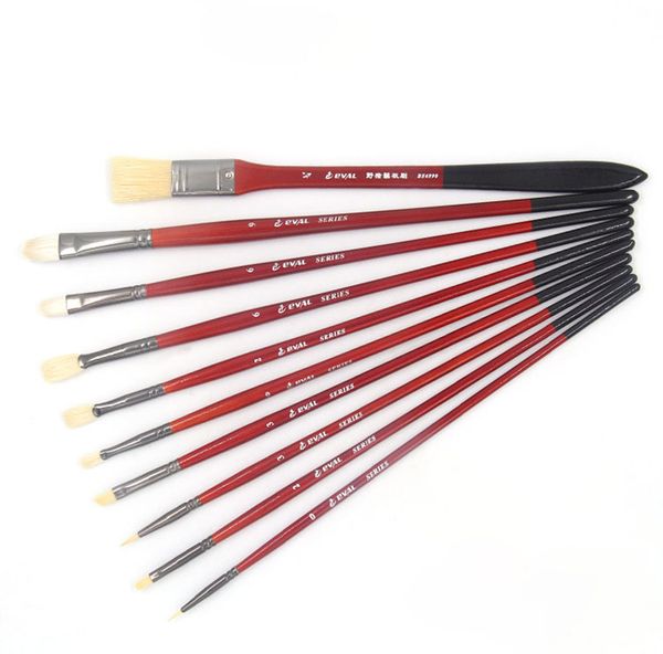 

10 multi-functional artist paint brushes Bristle wool nylon hair Birch short rod acrylic oil painting gouache pens paint brush, Default color