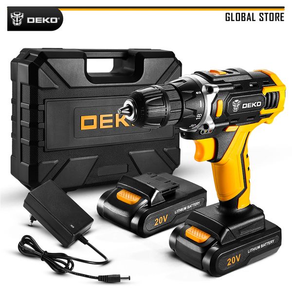 

deko 12v/16v/20v electric screwdriver with lithium battery cordless drill 18+1 settings power tools for woodworking torque