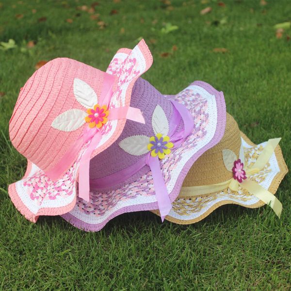 

summer children's hat sun protection straw hat baby summer, Yellow