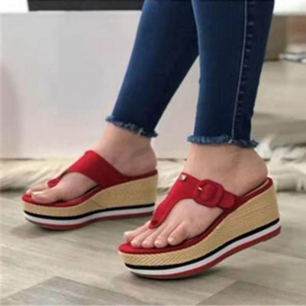 

dress shoes ladies slippers summer slope heel women's platform flip flops plus size 35-43 sandals 2021, Black