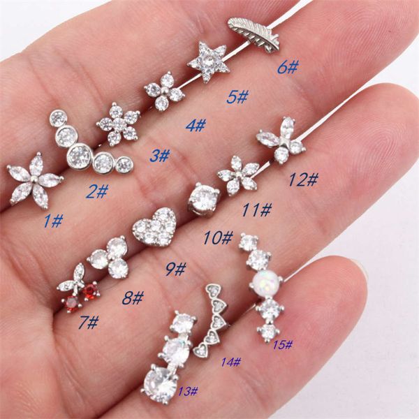 

puncture simple copper inlaid zircon tongue lip