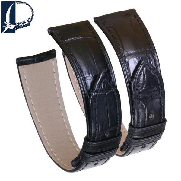 

watch bands pesno suitable for cellini crocodile leather bamboo grain strap 20mm black men accessories, Black;brown