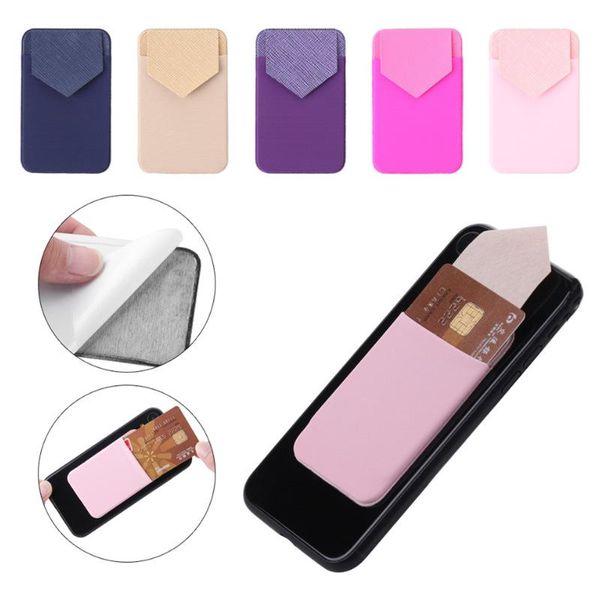 

card holders mobile phone back sticker case leather creative travel accessories, Brown;gray