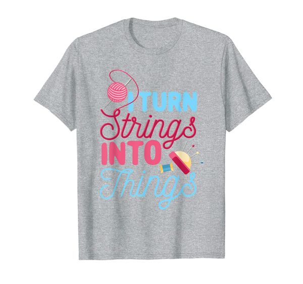 

i turn strings into things knitter t-shirt, White;black