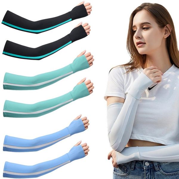 

elbow & knee pads 2021 2pcs sport cycling arm sleeves volleyball running golf sun sleeve sunscreen cuff covers gloves, Black;gray