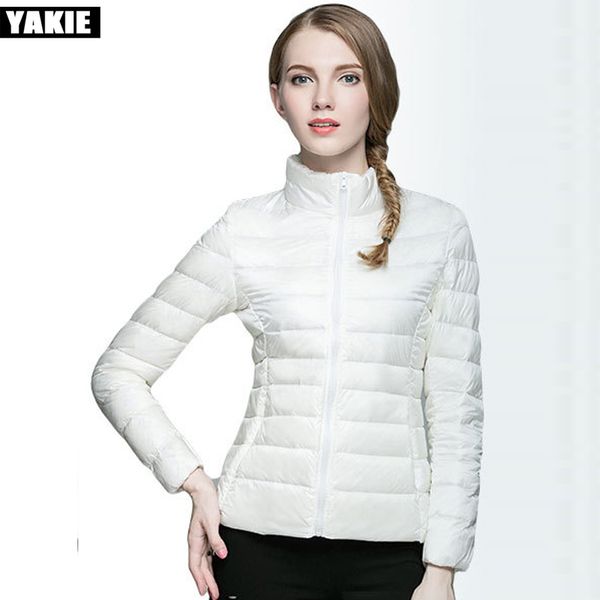 Fashion Women Winter 90% Branco Down Jackets Quente Stand Colar Colar e Jaqueta Feminino Senhoras Snowwear Plus Size 210519
