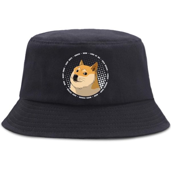 

wide brim hats dog funny cute printed bucket hat cotton casual men women fisherman cap outdoor hiking panama beach sun, Blue;gray