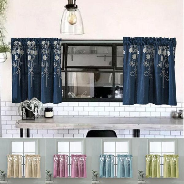 

solid color flower pattern kitchen short curtain waterproof shading light valance drape window home decor & drapes