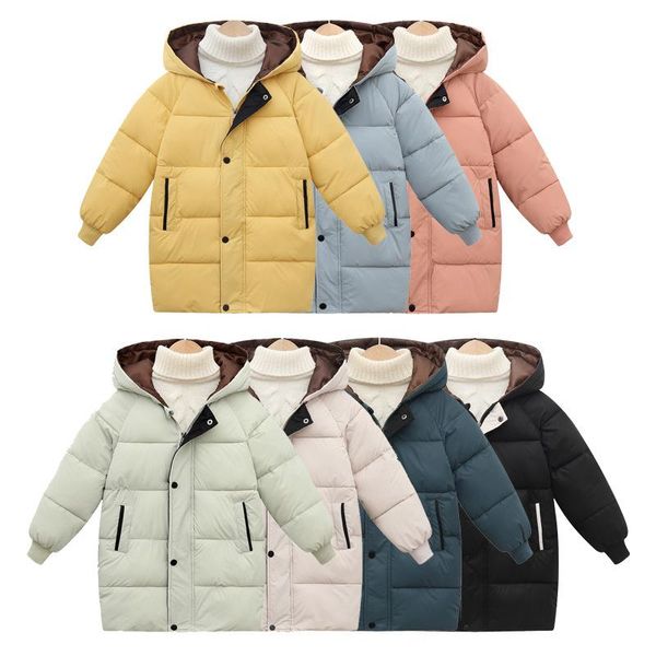 

down coat children's jacket for girls winter long overcoat lightweight cotton windproof waterproof boys hooded, Blue;gray